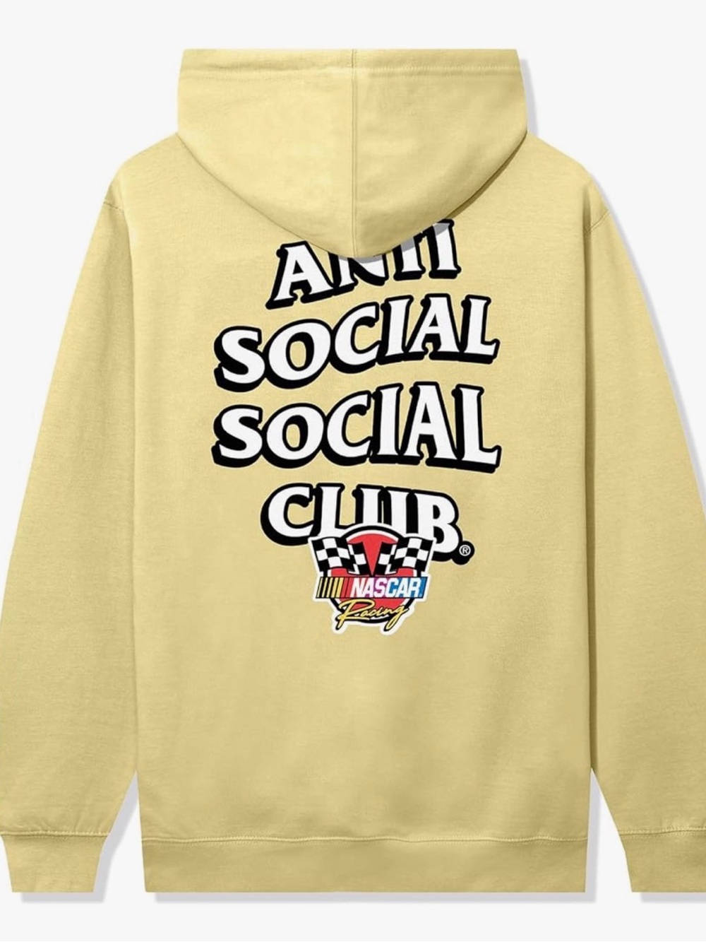 Anti Social Social Club Pale Yellow NASCAR Logo Hoodie